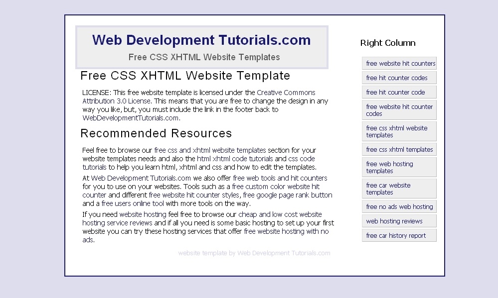 free css xhtml website template