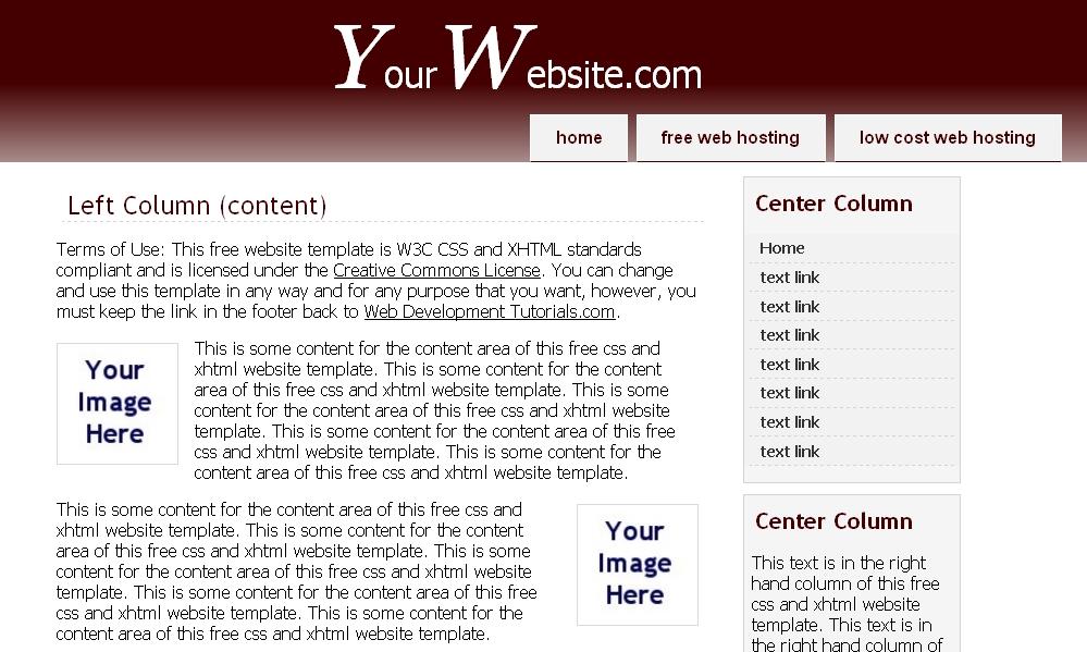 free css and xhtml website template