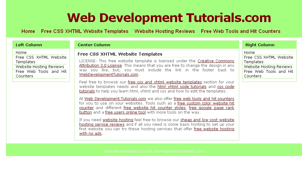free css xhtml website template